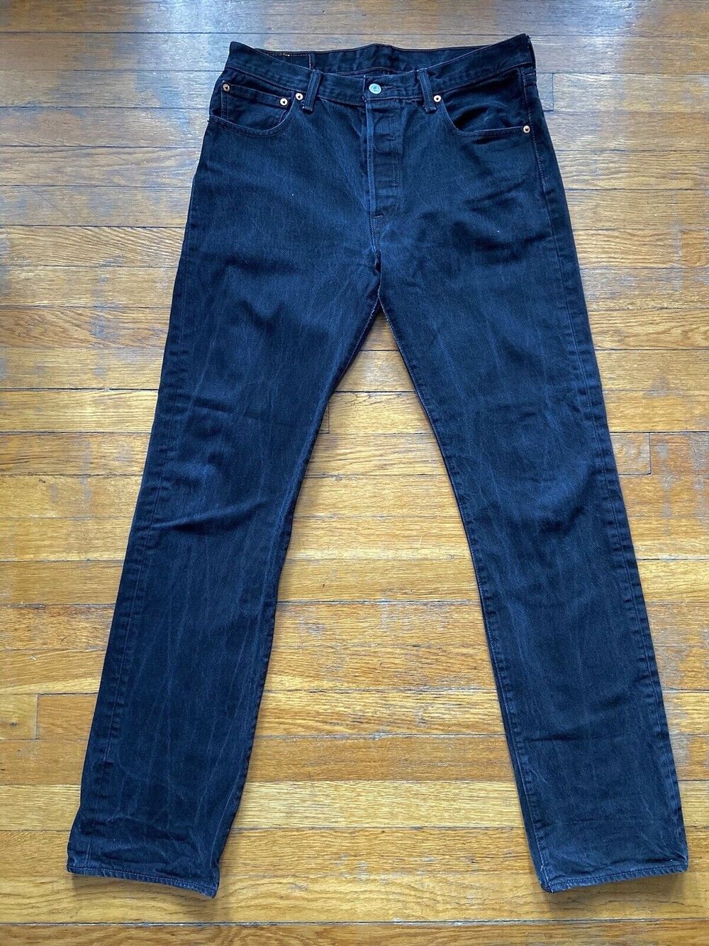 LEVI’S 501 Black Distressed Button-Fly Jeans sz 34 X 36